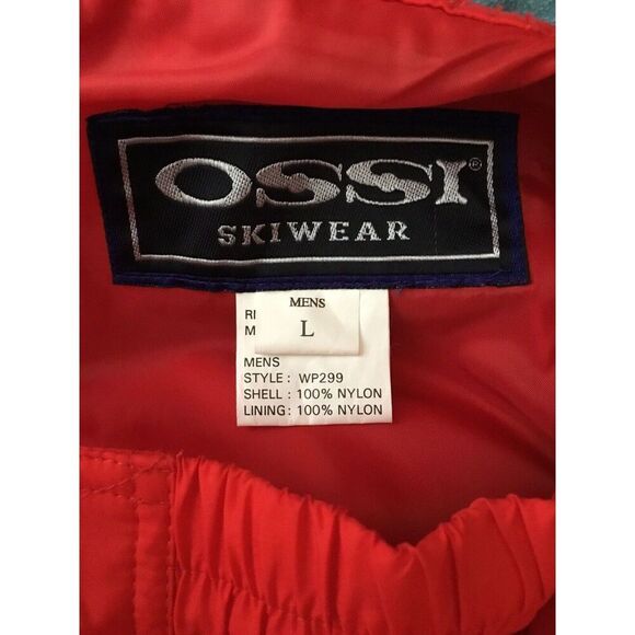 Vintage Ossi Red Ski Pants Mens Large‎ Ski Snow pants Nylon Pockets  WP 299 Y2K - Picture 8 of 11